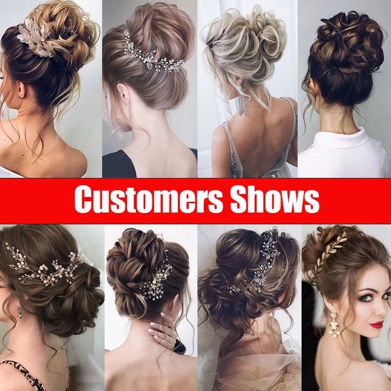 LUPU Synthetic Hair Bun Messy Scrunchies With Elastic Band Natural Fake Hair Tie Pieces Ponytail Colored Black Purple Pink Green