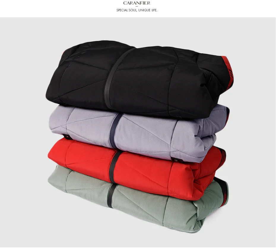CARANFIER Parka Mens Fashion Men Winter Jacket Coat Hooded Zipper Keep Warm Men Coat Casual Slim Fit Male Overcoat Drop Shipping