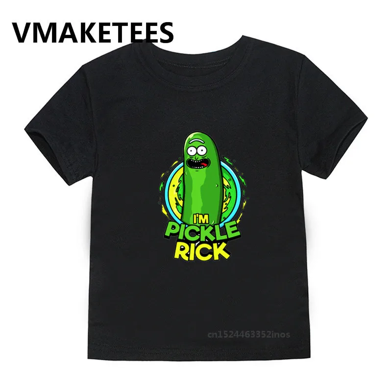 Забавная Футболка с принтом «I'm Pickle Rick» для мальчиков и девочек, детские летние топы, Детская футболка с дизайном «Rick and Morty», HKP5056A