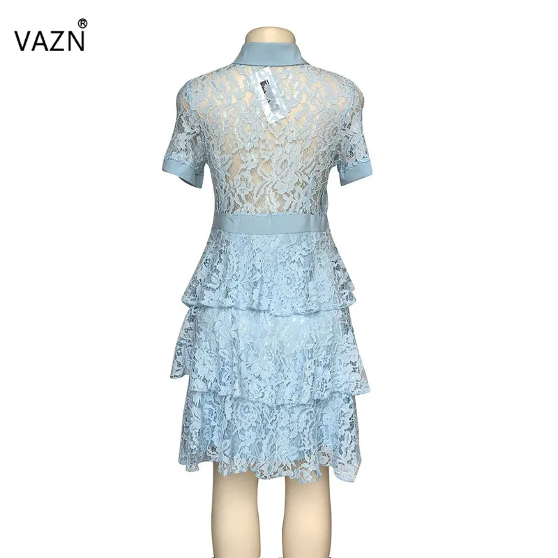 VAZN JN09, новинка, летнее сексуальное платье средней длины для девочек, 4 цвета, бальное платье с короткими рукавами, кружевное платье с цветочным рисунком, платье в английском стиле