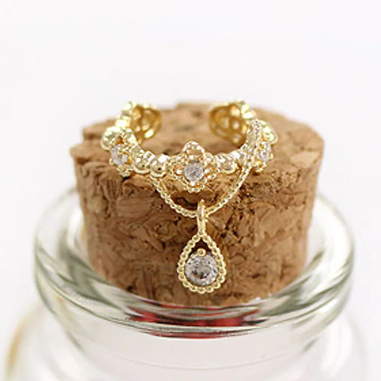 2021 Korean Trendy Temperament Crown Water Drop Ear Bone Clip Cute And Sweet No Pierced Rhinestone Ear Clip Earrings Jewelry 