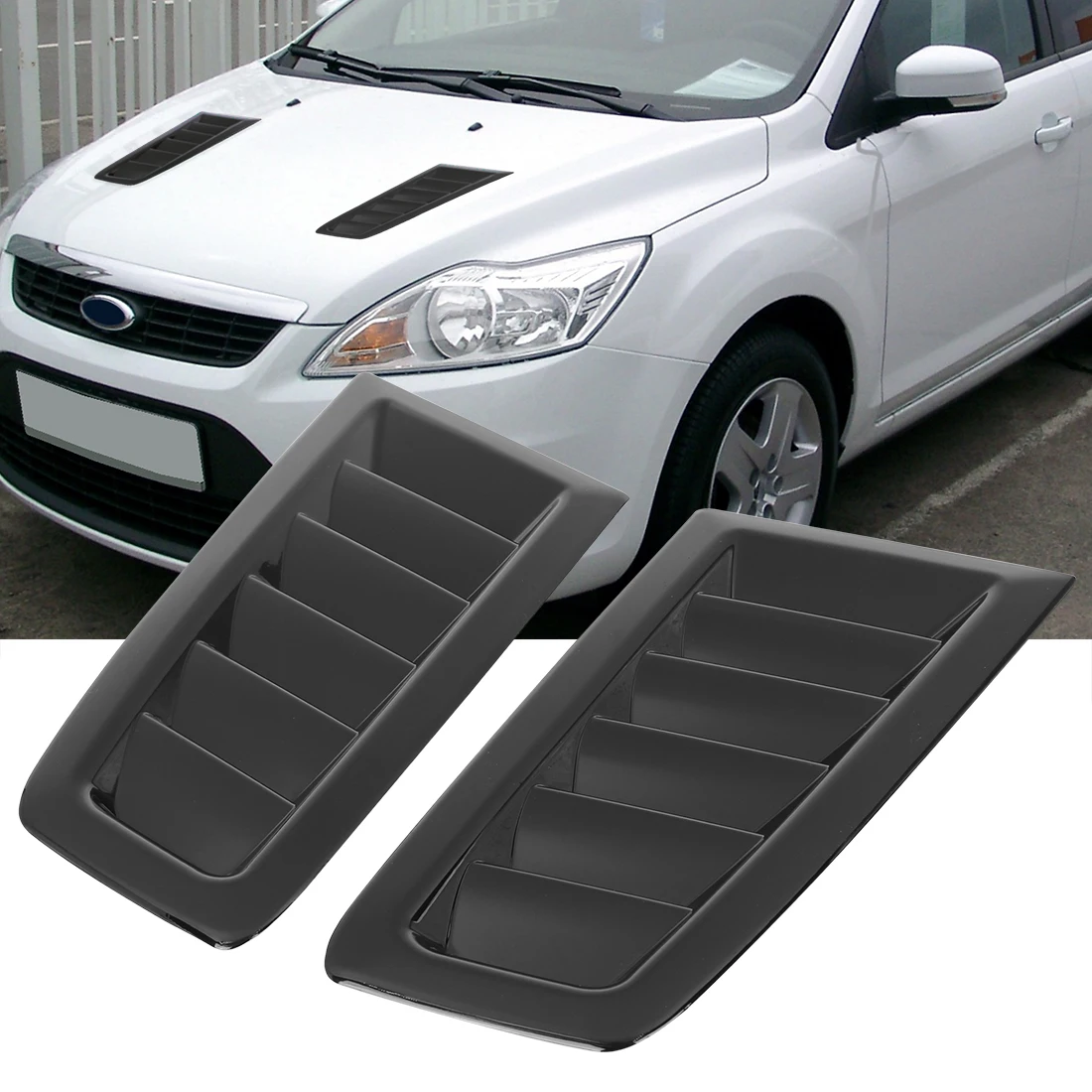 APair глянец Черный капот вентиляционные отверстия для Ford Focus MK2 MK3 2004 2015 воздушный