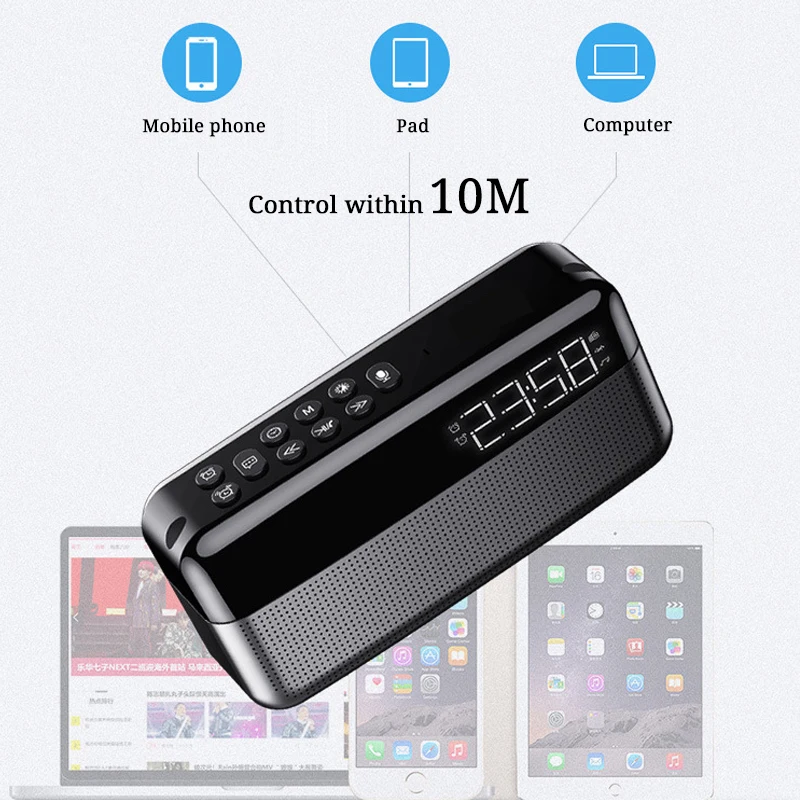 Умный Bluetooth будильник, беспроводной Bluetooth динамик, декорация дома, повтор, цифровой светодиодный дисплей, портативные домашние настольные часы