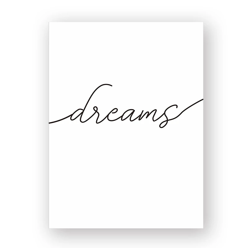 Минималистичные черно-белые сладкие сны, цитаты, Картина на холсте, Детские плакаты, печать, настенные художественные картины для спальни, домашний декор - Цвет: Dreams