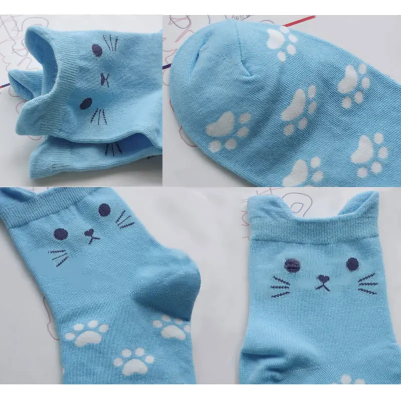 Новинка, носки с кошачьими следами, милые сексуальные корейские женские модные хлопковые носки с рисунком, IR-ing
