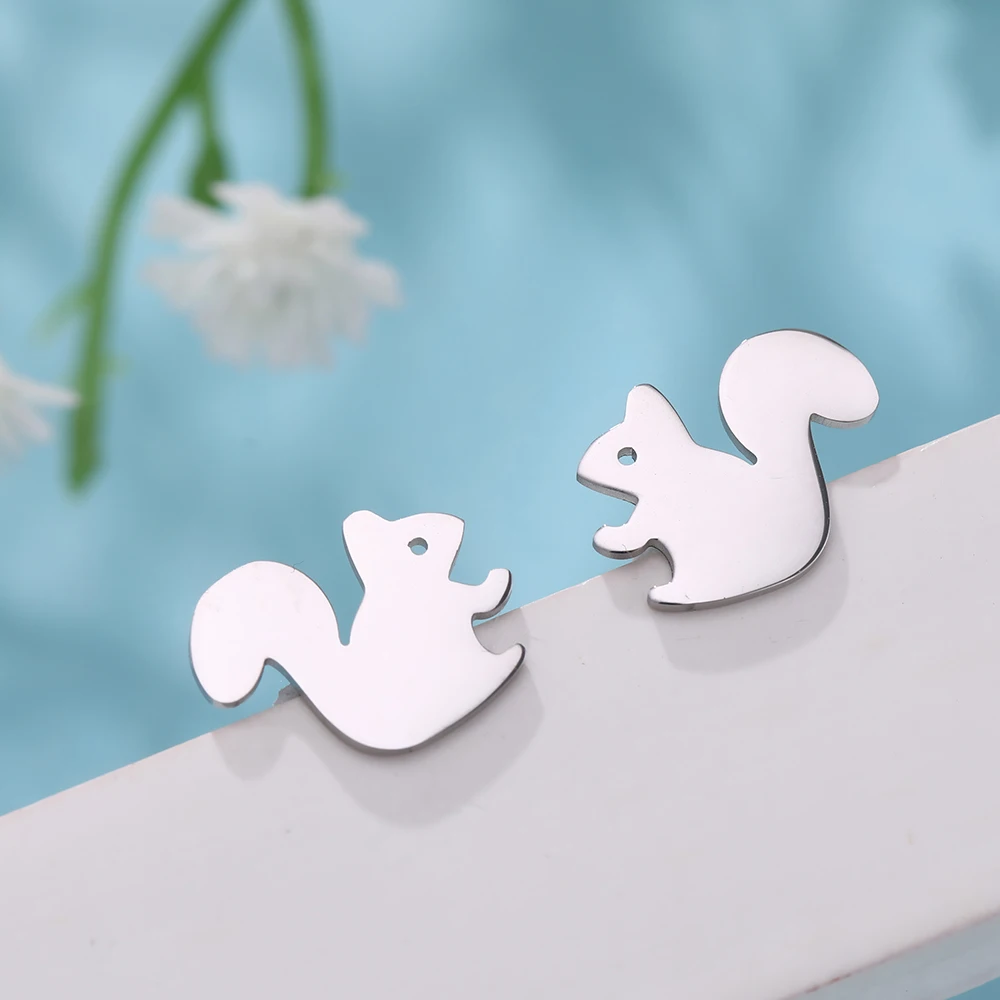 Squirrel silver My shape серебряные и золотые серьги-гвоздики облако Луна Звезда кошка Снежинка бабочка животное из нержавеющей стали маленькие серьги женские серьги - Окраска металла: Squirrel silver