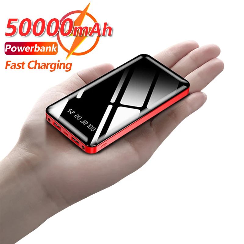 best power bank 50000mAh Mini Power Bank with Digital Display Portable Charge Powerbank Built In Cables External Battery Fast Charger For iPhone battery bank