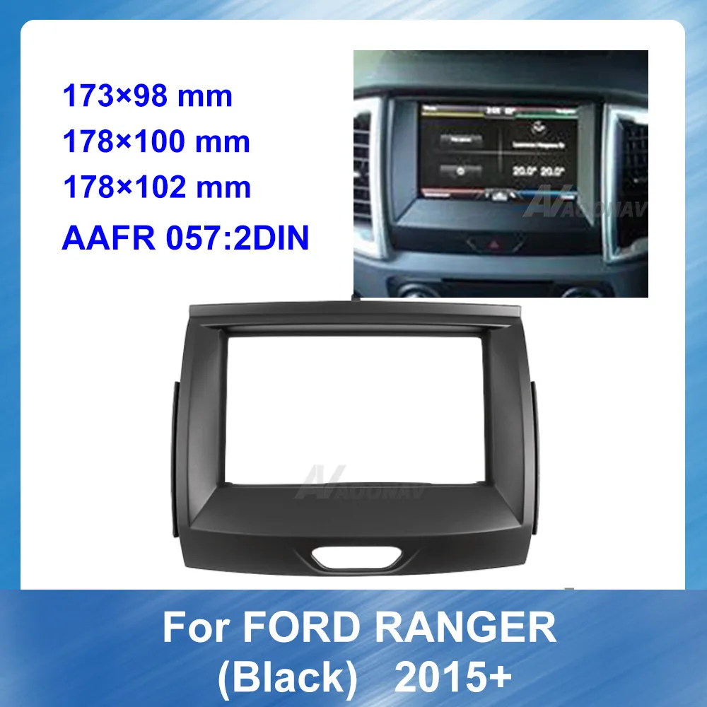 Double Din Car Fascia Radio Panel for Ford Ranger 2015+ Black Car Frame ...