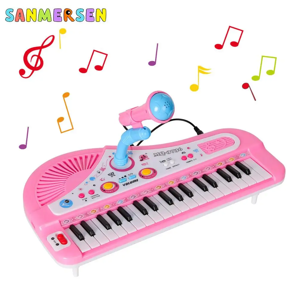 Children 37-key Electic Organ Piano Board W/Microphone Kids Toy Intellectual 