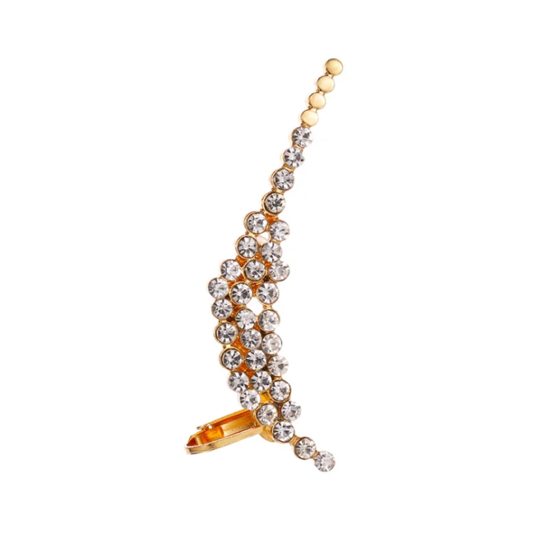 4Crystal Flower-gold Стимпанк цветок Звезда обертывание клип серьги не пирсинг ухо манжеты Серьги для женщин Резные Бабочка Кристалл спиральный для хряща Brincos - Окраска металла: 4Crystal Flower-gold