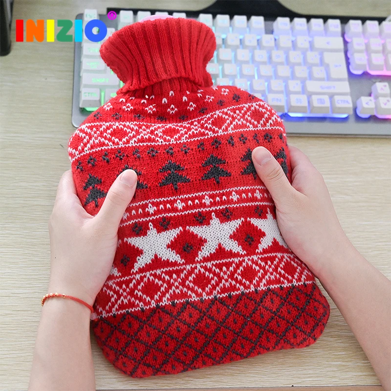 

2020 New Christmas Decorations Snowflake Knit Warm Hand Hot Water Bottle Cover Creative Household Items Christmas Gifts