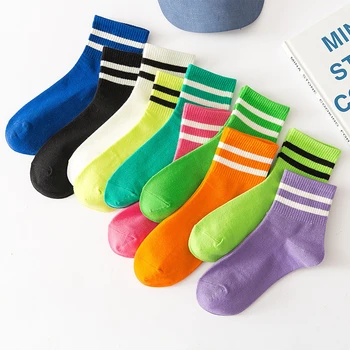 

New Color Harajuku Retro Women Lady Cotton Loose Socks Winter In Tube Korean Purple Blue Yellow Pink Designer Christmas Cute