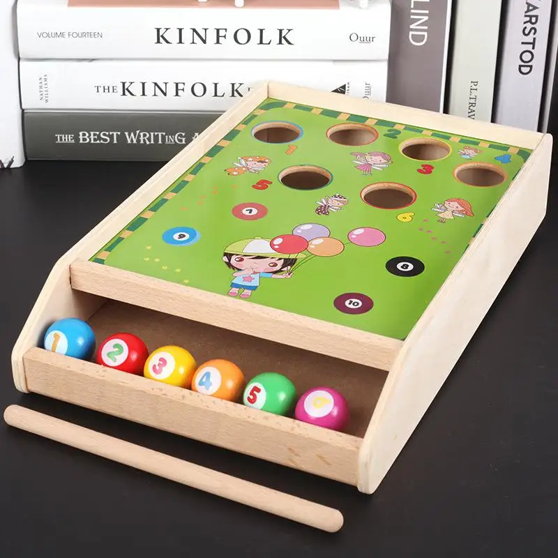 GloryStar Wooden Color Matching Toy Table Billiard Game Block Board Toy for Parent Child Interactive Game 2