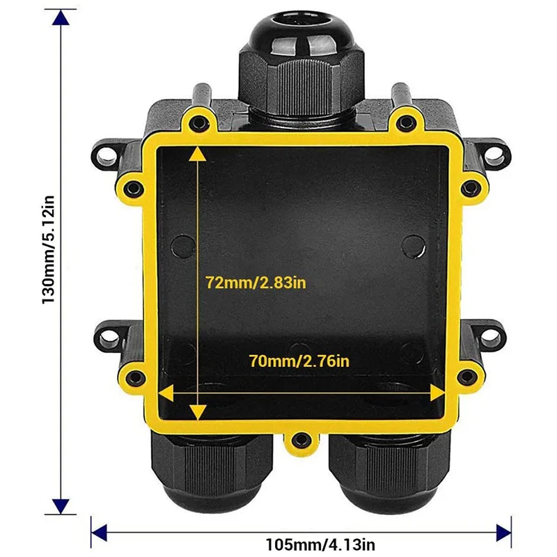 Водонепроницаемая распределительная коробка IP68 наружная 3 ходовая для садового