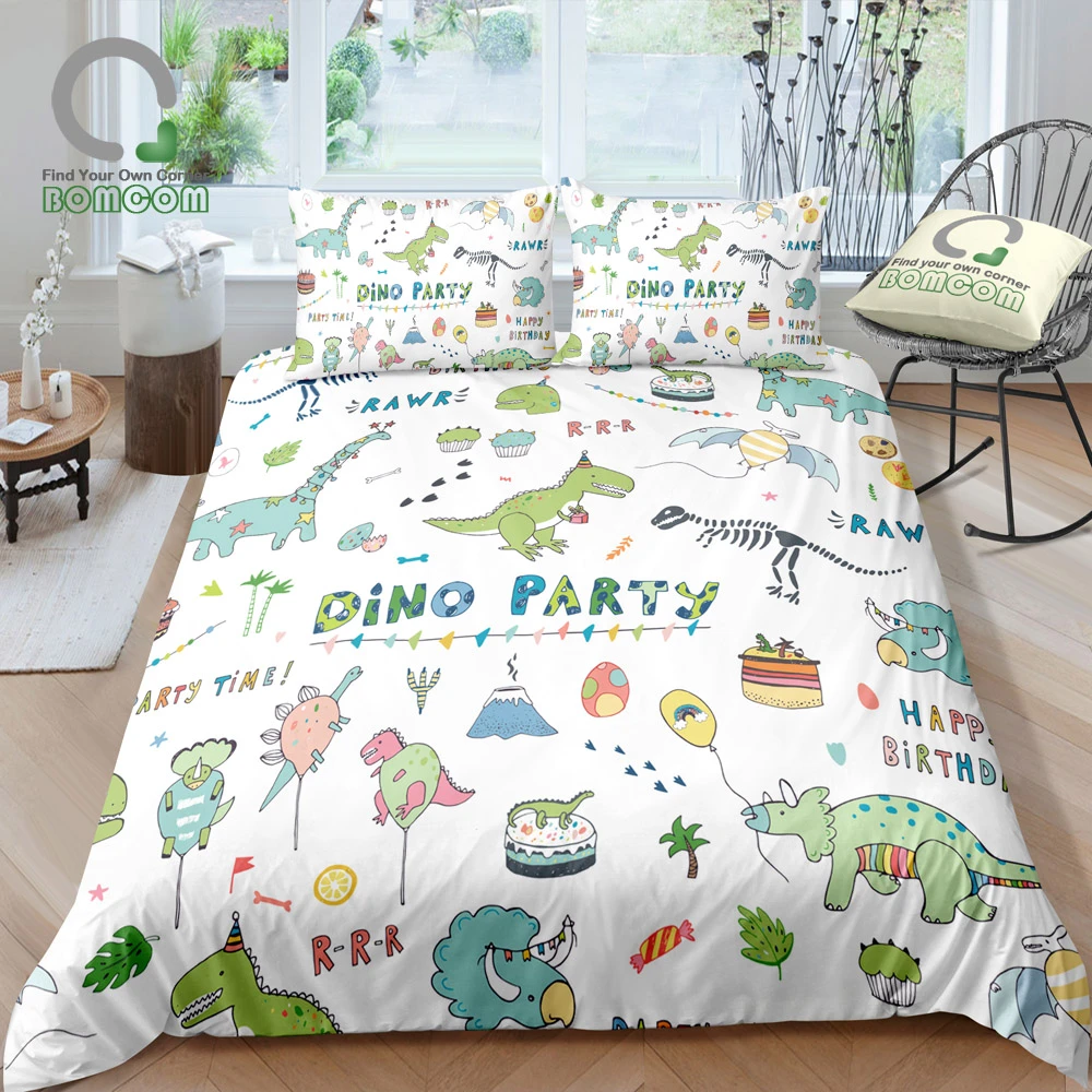 Bomcom Digital Printing Set Tempat Tidur Dinosaurus Cute Dino Tangan Sketsa Menggambar Duvet Cover 100 Microfiber Set Tempat Tidur Aliexpress