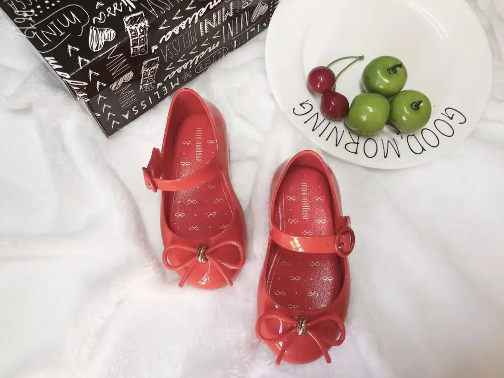 Мини Melissa Girl Furadinha Новые Модные прозрачные сандалии для девочек детские сандалии с бантом детская пляжная обувь Нескользящая обувь melissa SH19098