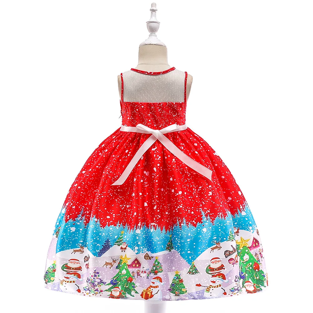 Милое рождественское платье принцессы; вечерние Детские платья с принтом; платье для маленьких девочек; сезон лето-осень; vestidos; костюм; Robe Fille