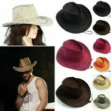 Мужская Женская Ковбойская ковбойская шляпа, ретро Солнцезащитная шляпа, обжимные солнцезащитные кепки