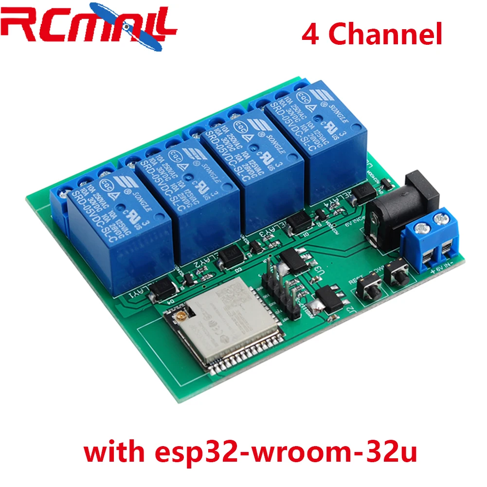 RCmall ESP32S 4 Channel Independently Controlled Wifi BT Relay Module with esp32-wroom-32u for Arduino IoT Smart Home rcmall esp8266 wireless wifi relay module 4 channel esp 12f wifi development board ac dc power supply for arduino