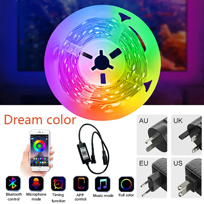 Полноцветная светодиодная лента 5050RGB с Bluetooth гибкая гирлянда умная светильник