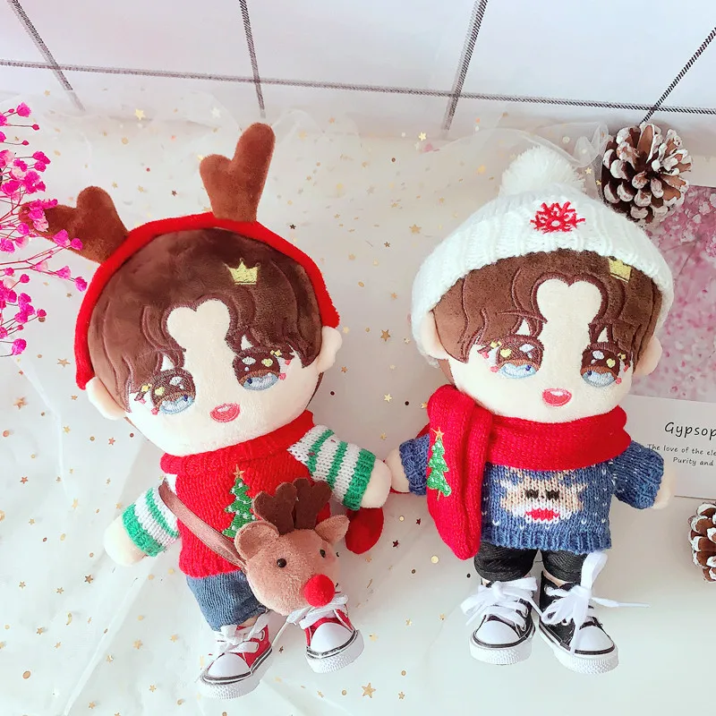 Xmas Mini Scarf Hat Decor Doll Clothes Accessory Miniature Christmas Party Ornament For 20cm Russian Handmade Doll Idol Doll
