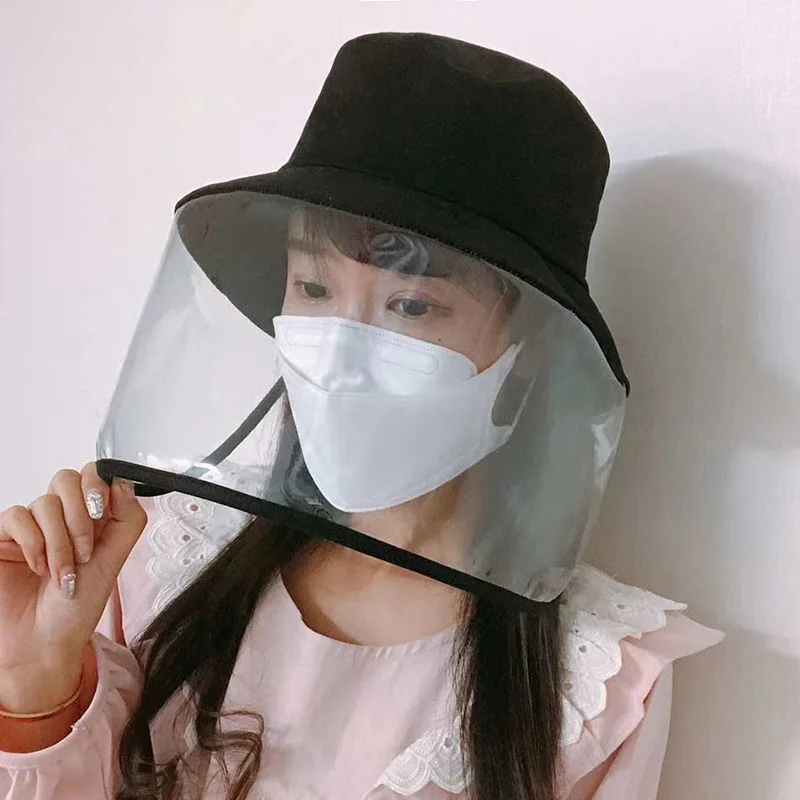 Dual-use Sun Hat Protective Face Shield Anti-fog Hats Cover Baseball cap Fisherman Cap with Detachable Clear Facial Mask | Детская