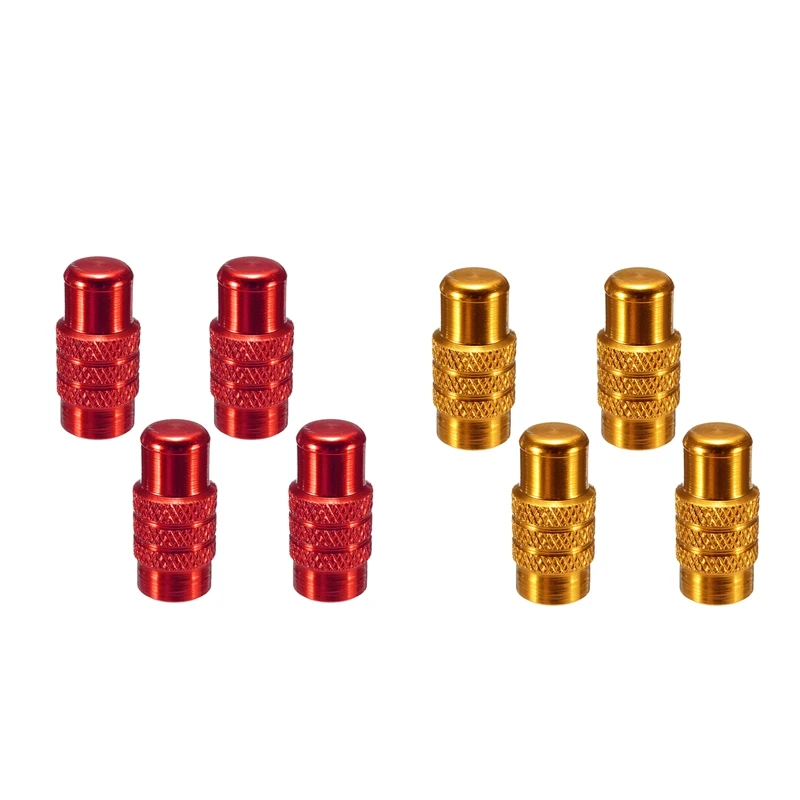 ELOS-8Pcs алюминиевые колеса для велосипеда колпачок на клапан PRESTA французский анодированный пылезащитный чехол-4 шт. красный и 4 шт. золотой