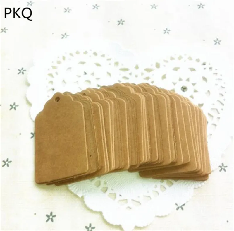 

Kraft Gift Tags Scalloped Edge Wedding Party Paper Card Tag Festival Note DIY Blank Price Label Hang Tag 50pcs/lot with 3mm Rope