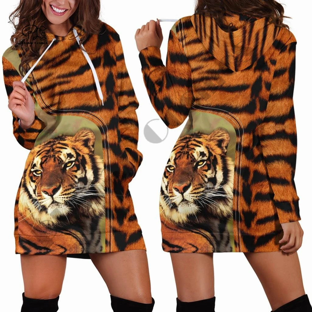 PLstar Cosmos 3Dprint Newest Tiger Horse Animal Art Hoodie Dress Winter Harajuku Streetwear Pullover Long-sleeved Unique Woman 1 самокат tech team тт tiger print cosmos 2004220276342