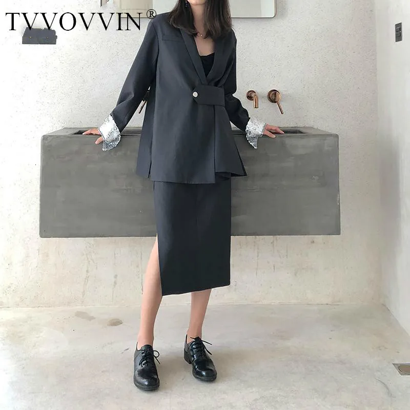 Vrouwen Sets Chic Enkele Knop Zwarte Blazer Hoge Taille Lange Rok Twee Delige Set Mode Vrouwen 2 Stuk Diamant sequin Rok V946 Vrouwen Sets Chic Enkele Knop Zwarte Blazer Hoge Taille Lange Rok Twee Delige Set Mode Vrouwen 2 Stuk Diamant sequin Rok V946