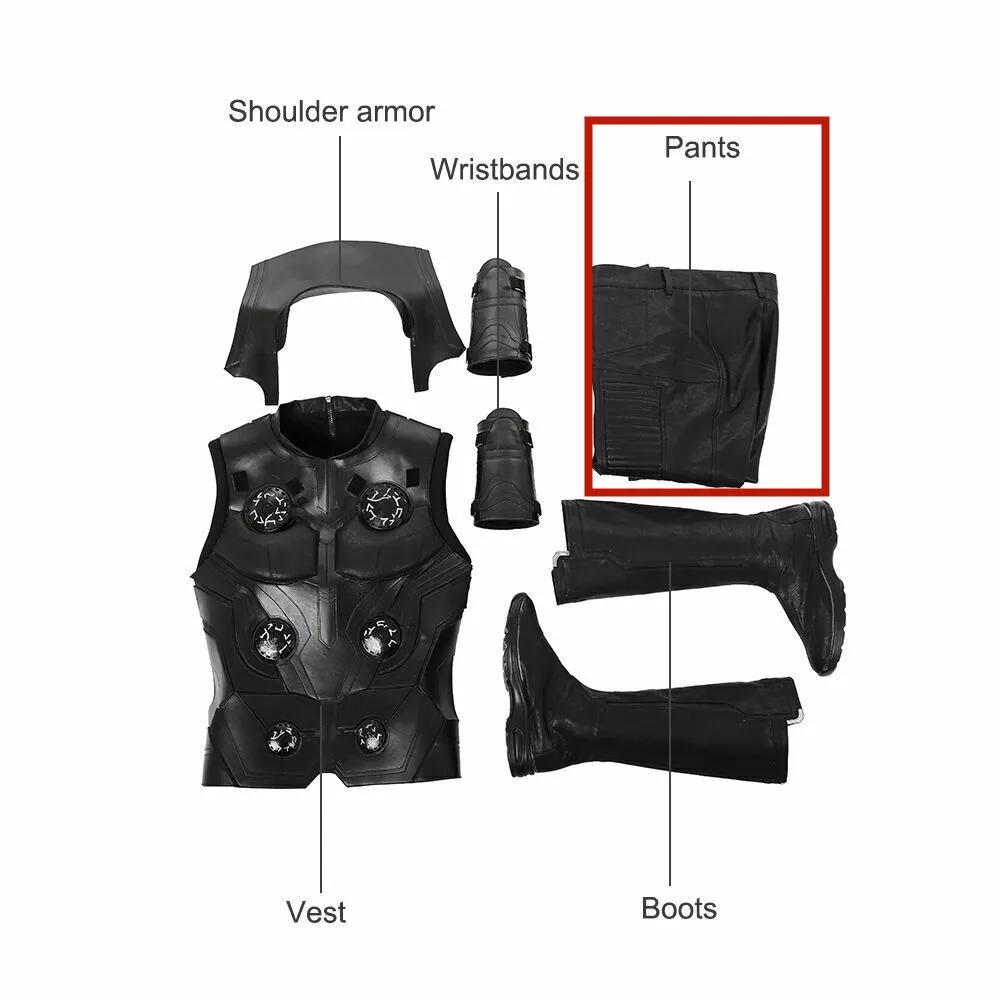 Мстители Бесконечность войны косплей Тор одинсон костюм на Хэллоуин супергерой наряд черный Броня жилет для взрослых Косплей ONSEN - Цвет: Pants