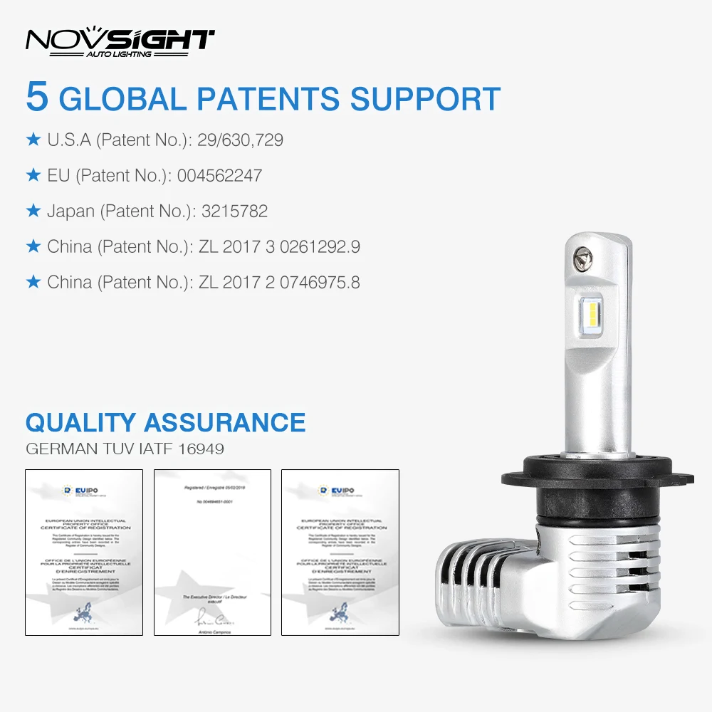 Светодиодные лампы для автомобильных фар NOVSIGHT H7 H4 H11 H16JP 9005 9006 9012 P13 PSX24W PSX26W 50W 10000LM