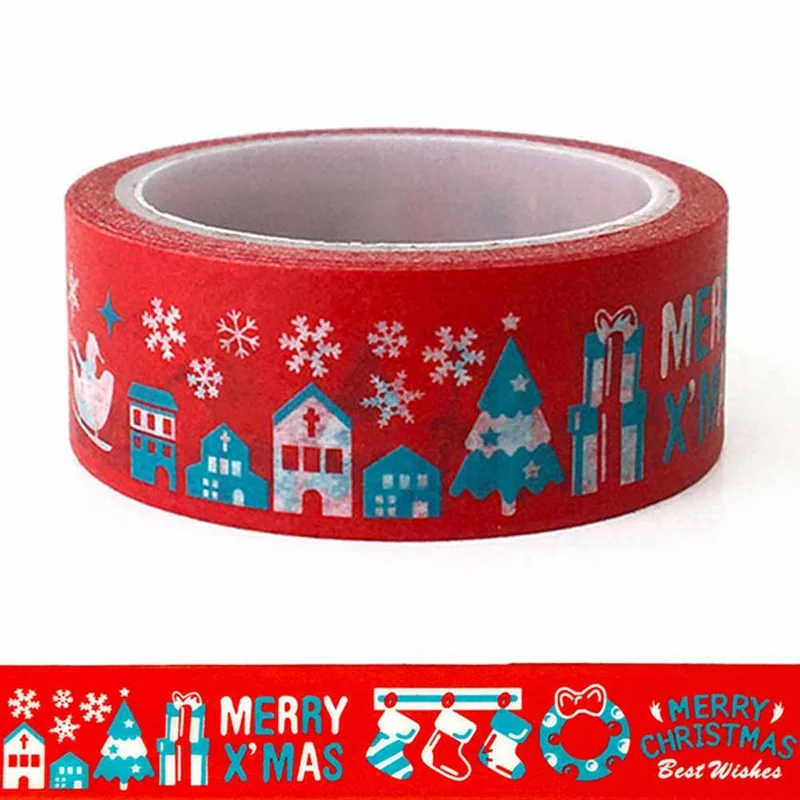 

1PC Christmas Decorative Washi Tape Masking Sticker Xmas Snowflake Tape Paper DIY Scrapbooking Adhesive Masking Stationery Tape