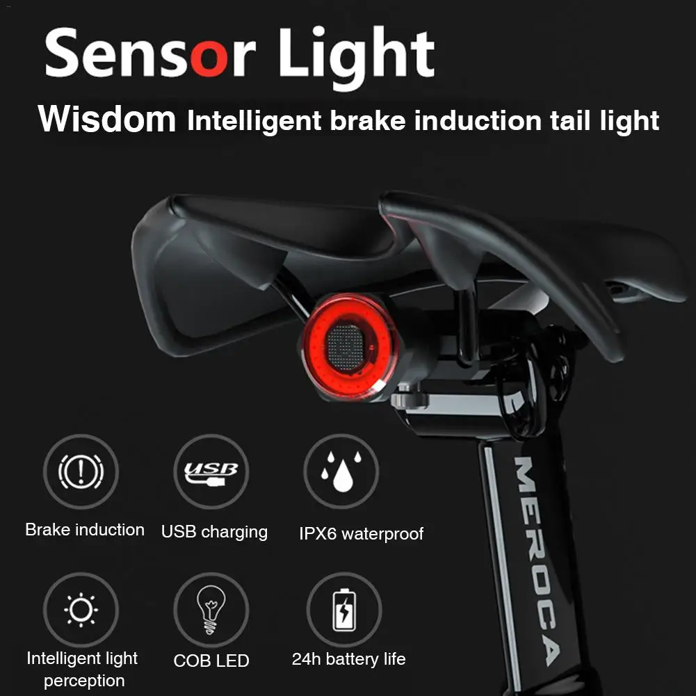 Интеллектуальные индукционные тормозные задние фонари MTB фонарики usb заряженный дорожный велосипед ночная прогулка задние фонари