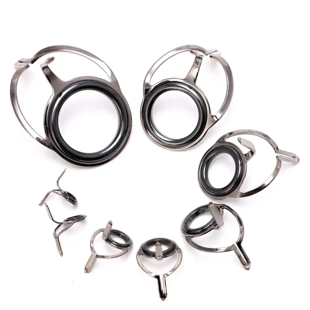 8Pcs 6# 30# Stainless Steel Eye Rings Fishing Rod Guides Tips Line Repair Kit 