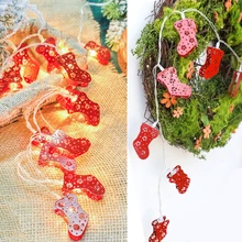 Теплые белые носки с 10 светодиодами 1,5 м, праздничные гирлянды на батарейках, рождественские Уличные светильники, рождественские украшения для дома и улицы