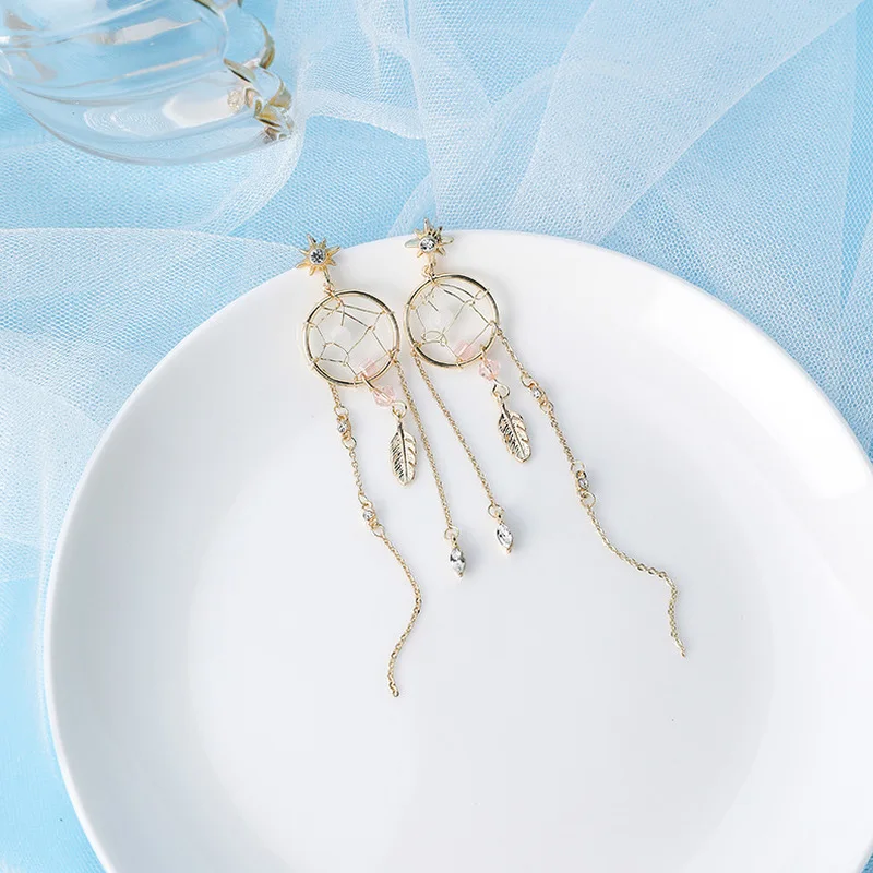 Женские серьги подвески в Корейском стиле с имитацией жемчуга и кисточками виде