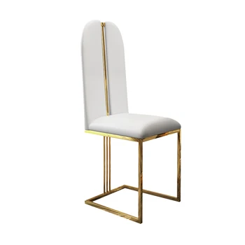

Post Modern Luxury Dining Chair Fashion Metal Stainless Steel High Back Hong Kong Style Home Restaurant Leather Furniture