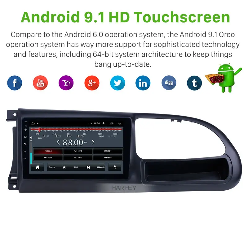 Harfey Автомобильный gps Радио Android 9,1 HD сенсорный экран 9 дюймов для Ford Teshun с поддержкой Bluetooth Carplay DVR OBD2