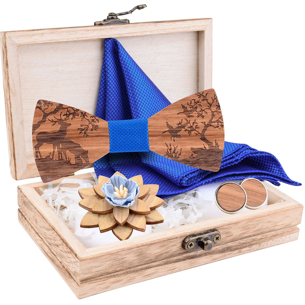 

Деревянный галстук-бабочка, носовой платок, запонки, наборы брошей для жениха, свадебные, рождественские галстуки-бабочки