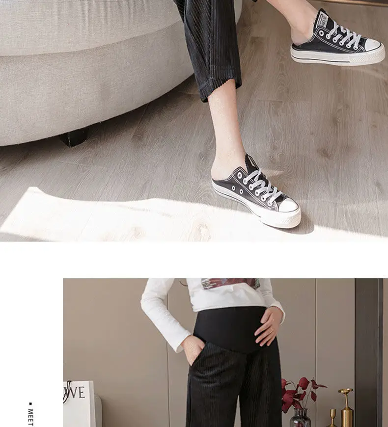 Pregnancy Abdominal Corduroy Pants Boyfriend Trousers Maternity Pants For Pregnant Women Clothes High Waist Trousers Loose Pants