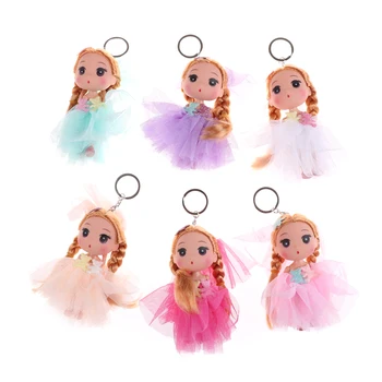 

12CM Cute Fashion Kids Dolls Keychain Soft Toys Keyring Mini Baby Key Chain For Girls Women Bag Accessories