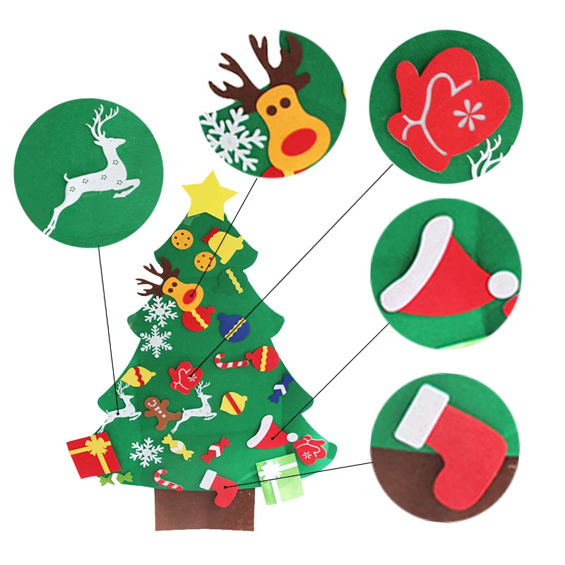 Detachable Felt Christmas Tree Kids Christmas Tree Decoration Ornaments New Year Xmas Christmas Gift Kids Christmas Party