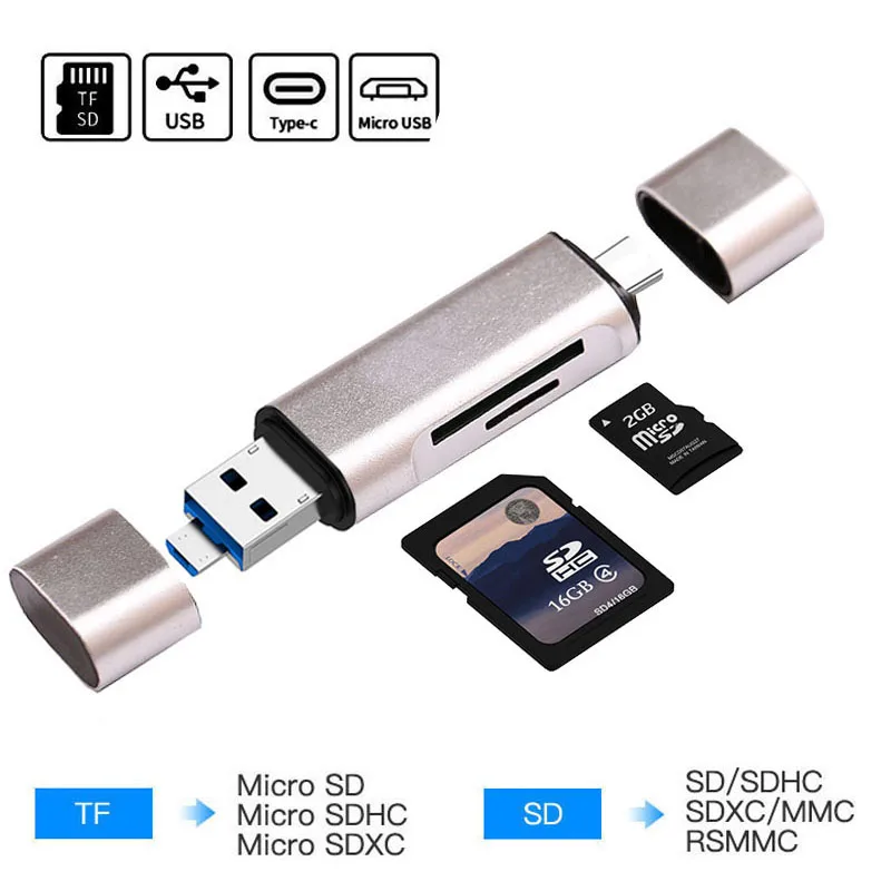 3PCS Portable mini Memory Card Reader Adapters To USB 2.0 for Micro SD SDHC TF