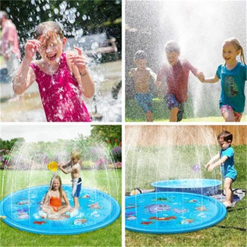 

170cm Kids Inflatable Water spray pad Round Water Splash Play Pool Playing Sprinkler Mat Yard Outdoor Fun PVC Swimming Pools