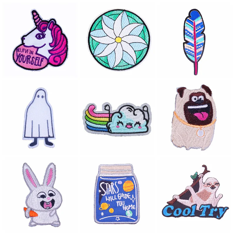 

Pulaqi Cute Iron On Patches For Clothing Embroidered Patches For Clothes Cartoon Animal Patch Badge Cheap Stickers Unicorn Decor