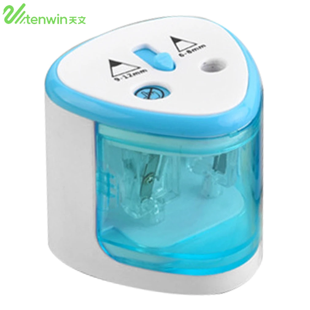 

TENWIN 3 Color 2 Double Holes Sacapuntas Automatic Electric Pencil Sharpener Home School Office Desktop Students Supplies