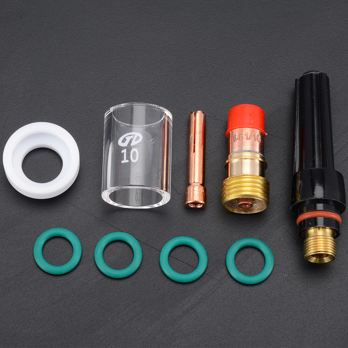 10pcs 1.6mm Welding Torch Gas Lens Glass Cup Kit For Tig WP-17/18/26 1/16'' Welder Accessories