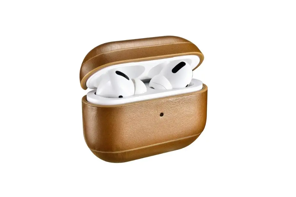Хаки Для Apple Airpods Pro чехол из натуральной кожи чехол для беспроводных наушников Защитный чехол для Air Pods Pro Earpods чехол - Цвет: Хаки