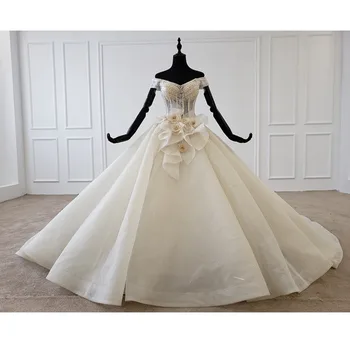

BGW HT4324 Detachable Wedding Dress V-neck Lace Up Back Corset Bridal Dress Boho European Style Tiktok Hot Sale Платье Атласное